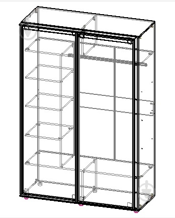 Шкаф-купе Торнадо 2дв ТН02 Вісент ДСП 1600x600x2400 мм белый/белый супермат двери / МДФ / зеркало - фото 2