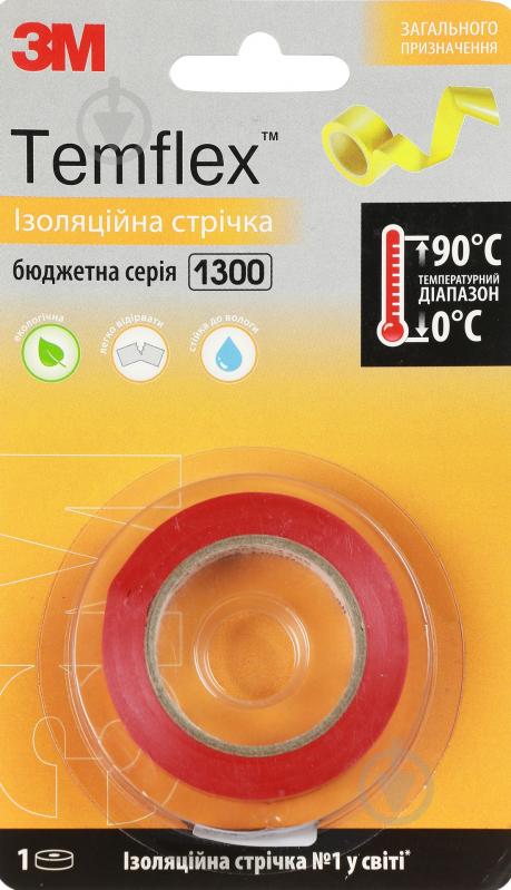 Изолента 3M Temflex красная ПВХ 1300-10-RD-BL - фото 1