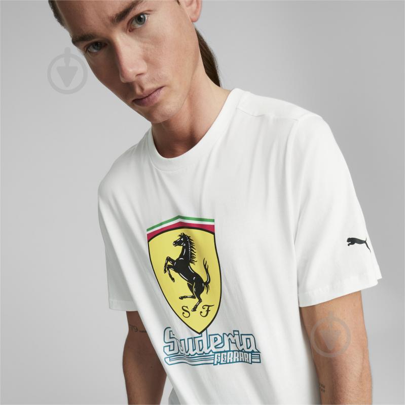 Футболка Puma FERRARI RACE BIG SHIELD TEE HERITAGE 53818604 р.L білий - фото 4