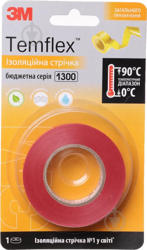 Изолента 3M Temflex красная ПВХ 1300-20-RD-BL - фото 1