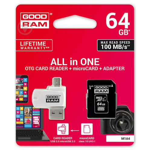 Карта пам'яті Goodram microSDHC 64 ГБ UHS-I (M1A4-0640R12) - фото 2