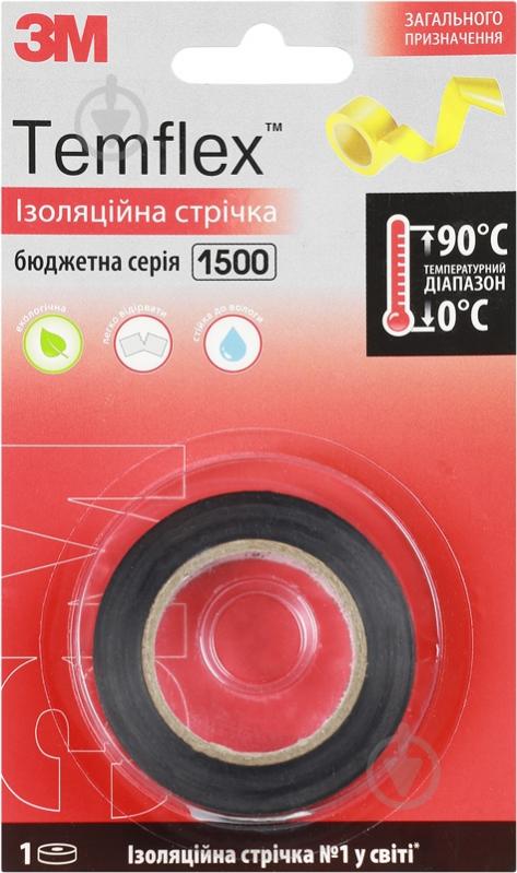 Изолента 3M Temflex черная ПВХ 1500-10-BK-BL - фото 1
