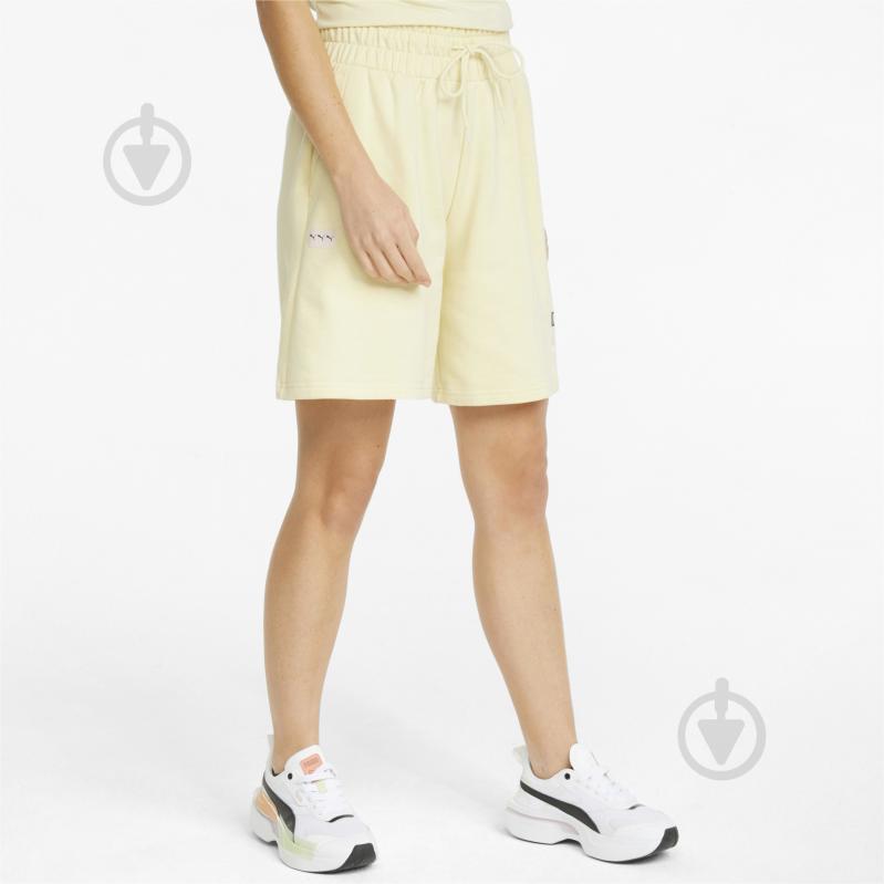 Шорти Puma Brand Love High Waist Shorts 53446441 р. M жовтий - фото 1