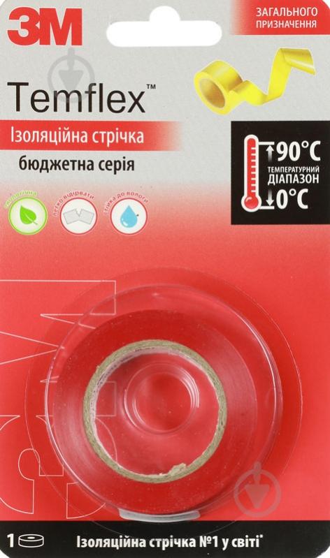 Изолента 3M Temflex красная ПВХ 1500-10-RD-BL - фото 1