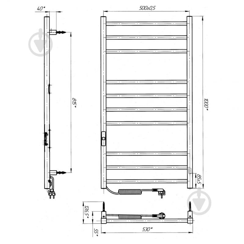 Рушникосушарка електрична Evro-Termo Тея П10 500х1000 Е Л - фото 6
