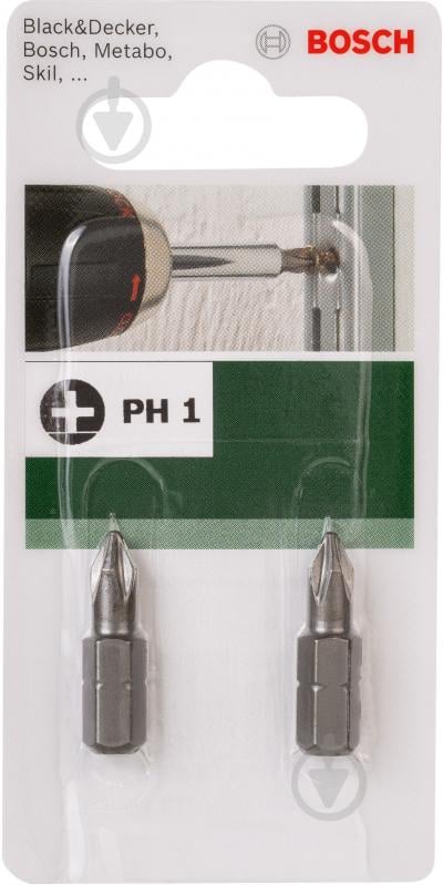 Бита Bosch PH1x25 мм 2 шт. - фото 2 Бита Bosch PH1x25 мм 2 шт. - фото 2