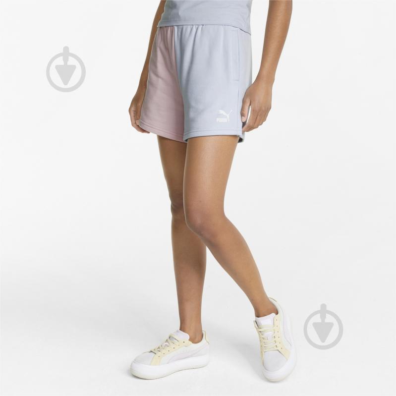 Шорти Puma Classics Block High Shorts 53460821 р. M блакитний із рожевим - фото 1