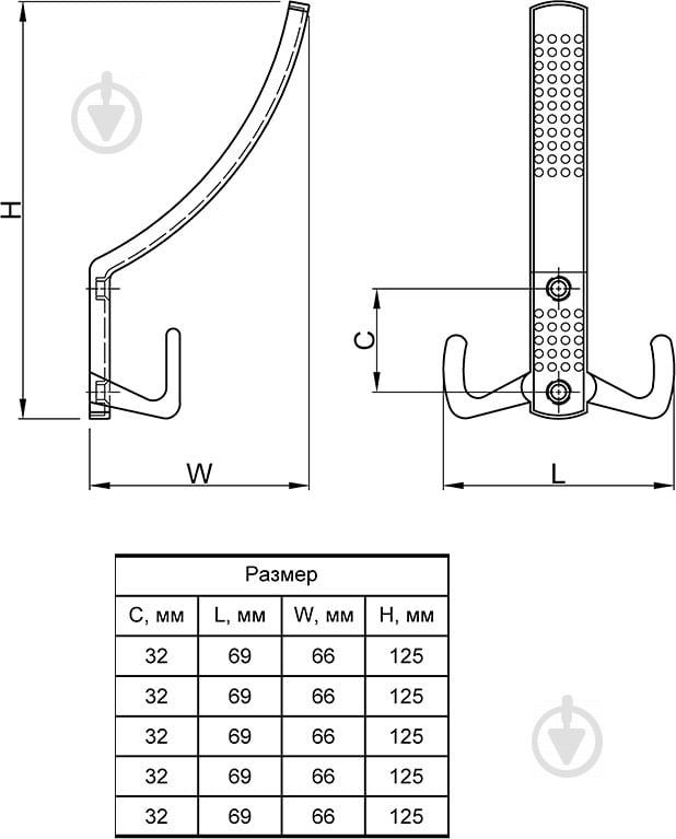 Крючок мебельный Smart Z-355 (DW 355 G5) (FF 15/343) сатин 79073 - фото 4