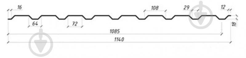 Профнастил оцинкований СТАЛЕКС ПС-18 0,4x1140x1500 мм ZN цинк - фото 2