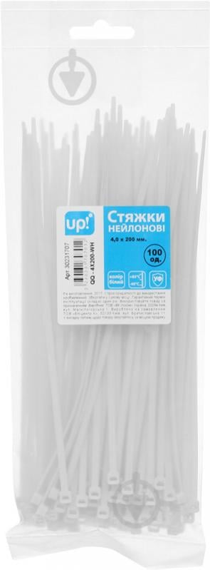 Стяжка для кабелю UP! (Underprice) 200x4 мм 100 шт. білий - фото 2