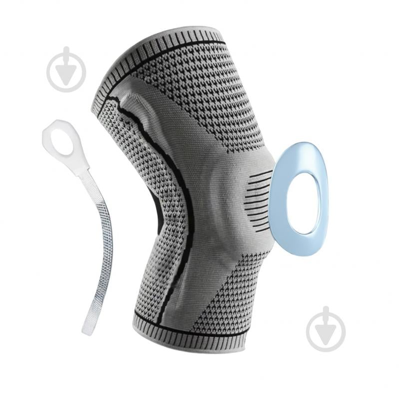 Наколенник ортопедический с ребрами жесткости и силиконовой вставкой EasyFit EF-0079 р. M серый - фото 1 Наколенник ортопедический с ребрами жесткости и силиконовой вставкой EasyFit EF-0079 р. M серый - фото 1