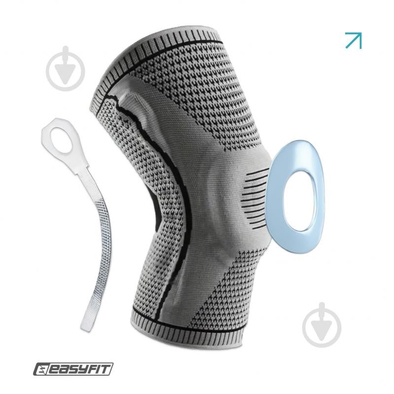 Наколінник ортопедичний з ребрами жорсткості та силіконовою вставкою EasyFit р. L сірий - фото 2 Наколінник ортопедичний з ребрами жорсткості та силіконовою вставкою EasyFit р. L сірий - фото 2