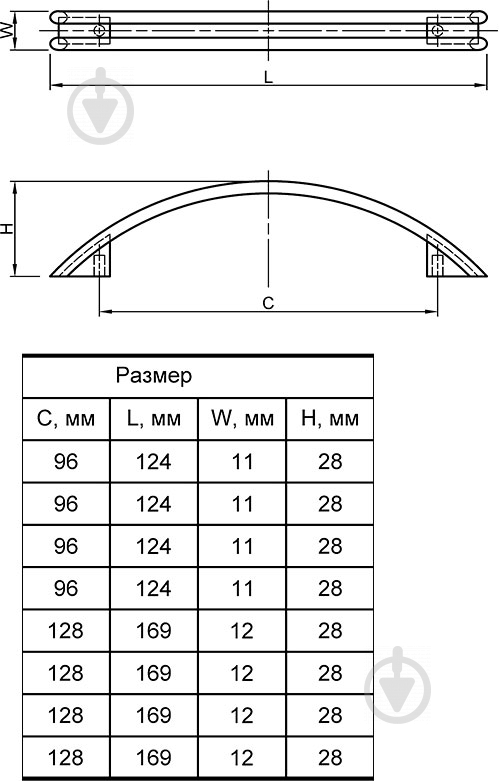 Меблева ручка скоба Smart 98426 128 мм D-072/128 G6 алюміній - фото 4