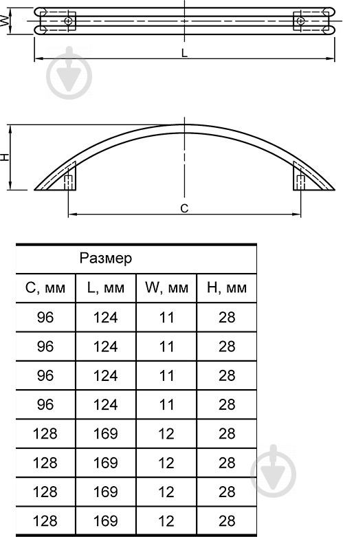 Меблева ручка скоба Smart 98427 96 мм D-072/96 G2 хром - фото 4