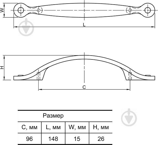 Меблева ручка скоба Smart 98071 96 мм D-103/96 AB бронза - фото 4