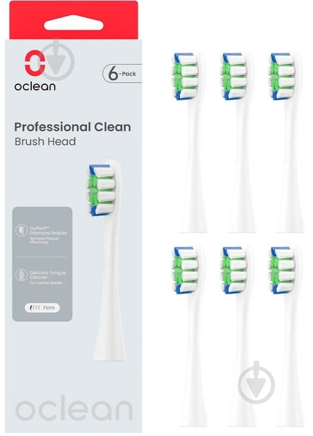 Насадки для електричної зубної щітки Oclean P1C1 W06 Professional Clean Brush Head White 6 шт - фото 1