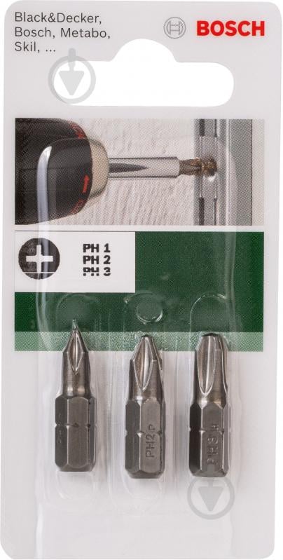 Набор бит Bosch PH1/2/3 x 25 мм 3 шт. - фото 2 Набор бит Bosch PH1/2/3 x 25 мм 3 шт. - фото 2