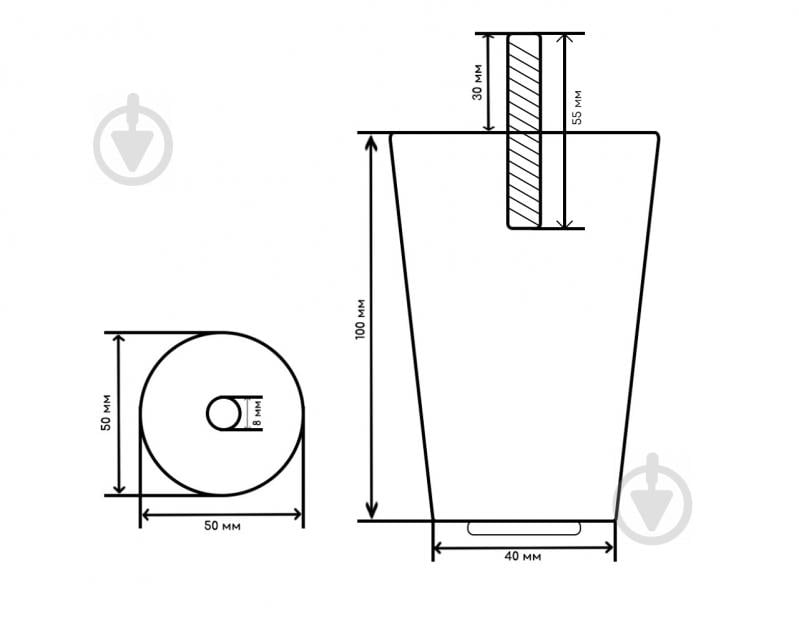 Меблева ніжка DC акрилова кругла d = 50 мм - фото 2