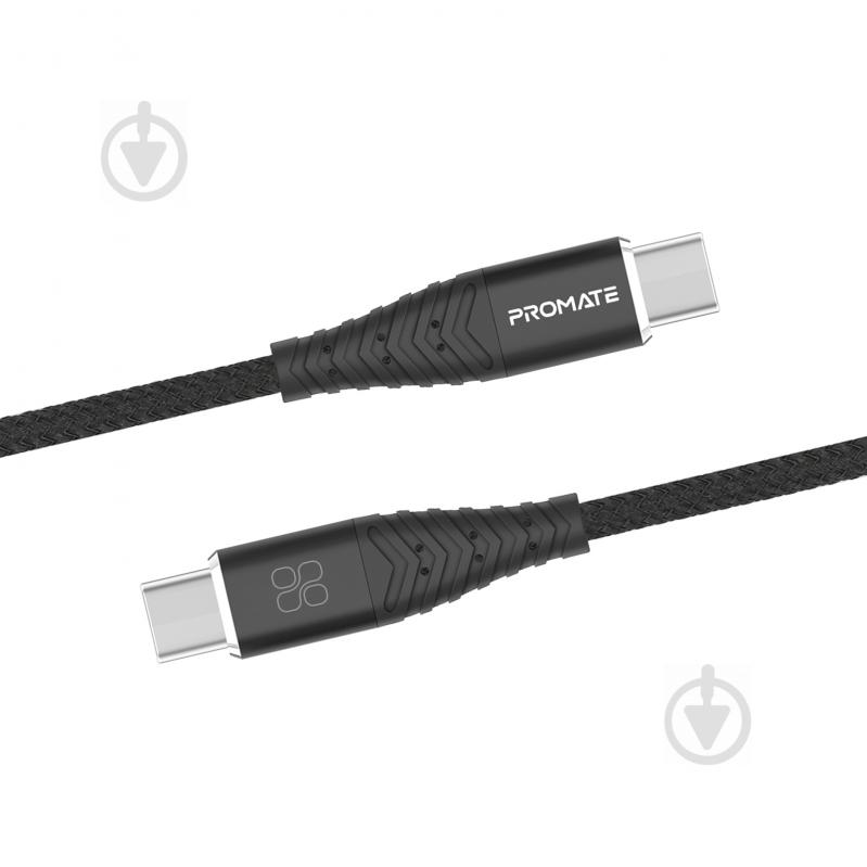 Кабель Promate cCord-2C USB-C to USB-C 3А 1 м чорний (ccord-2c.black) - фото 1