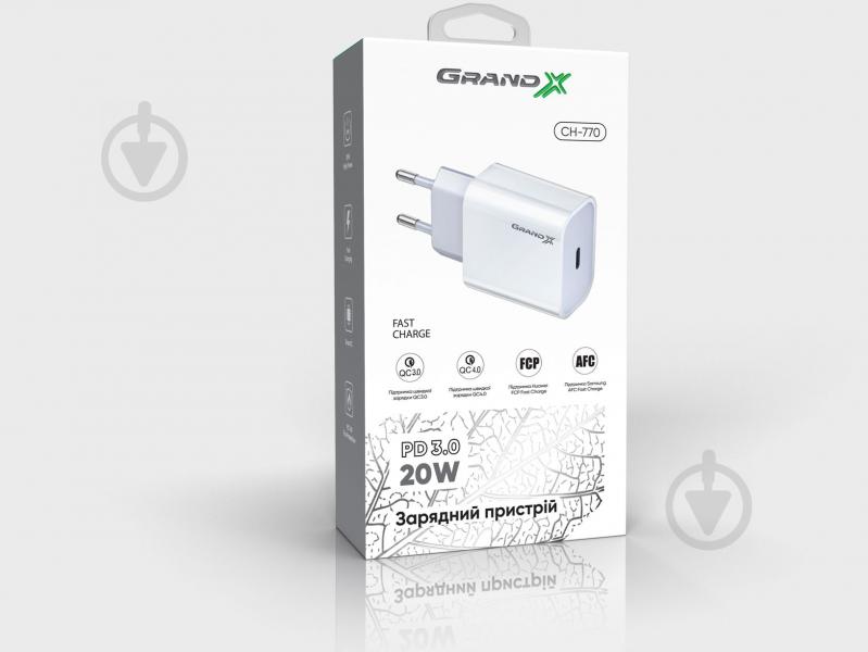 Зарядное устройство Grand-X CH-770 20W PD 3.0 USB-C для Apple iPhone и Android QC4.0,FCP,AFC - фото 5