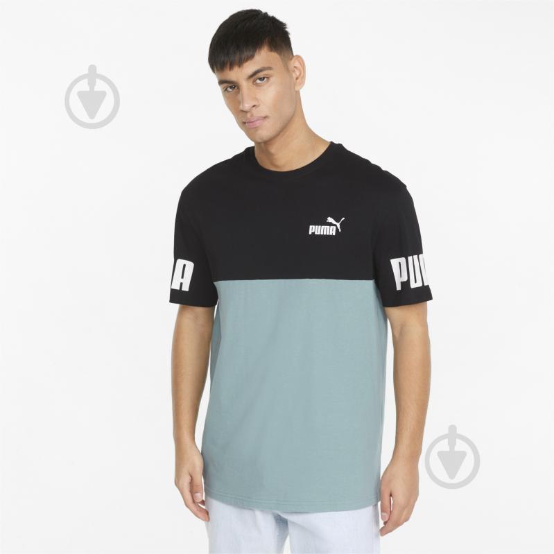 Футболка Puma Power Colorblock Tee 84738950 р.M зеленый - фото 1