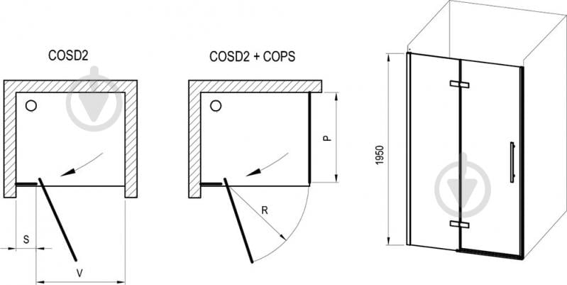 Душевые двери Ravak Cool! COSD2-100 чёрный X0VVAC300Z1 - фото 4