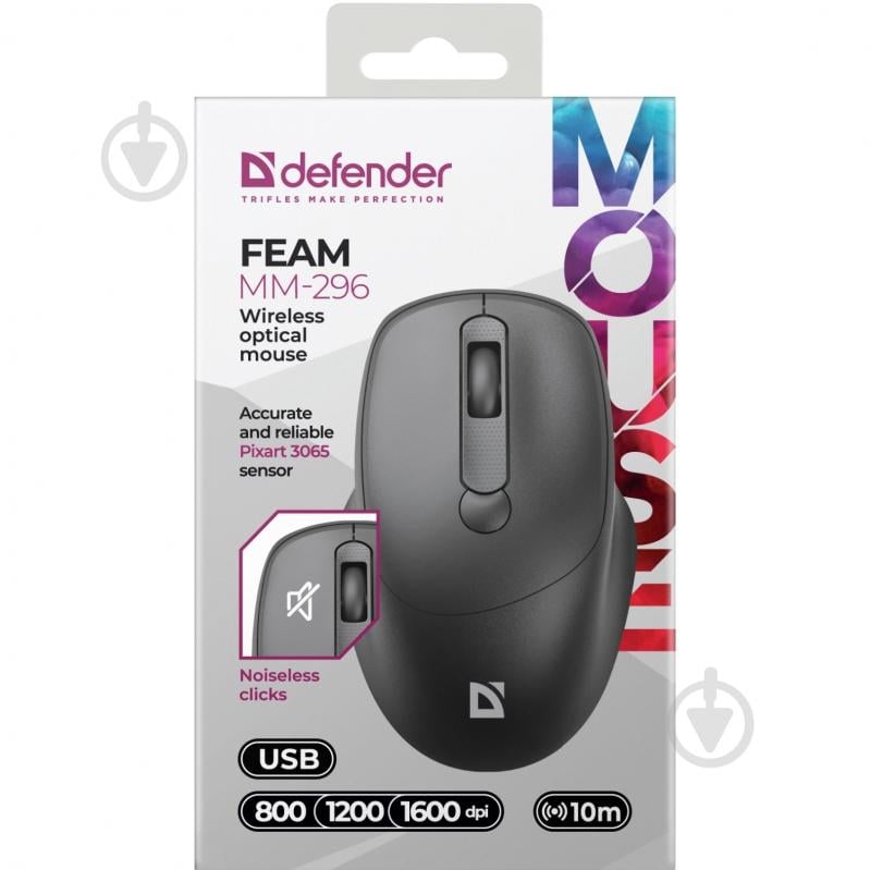 Мышь Defender Feam MM-296 black (52296) - фото 3