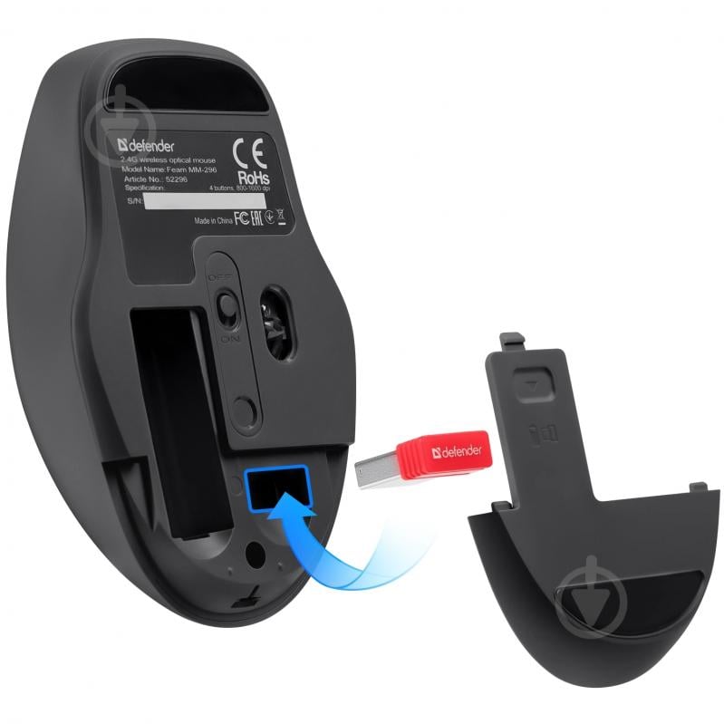 Мышь Defender Feam MM-296 black (52296) - фото 5