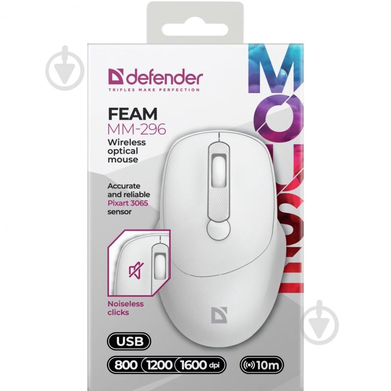 Мышь Defender Feam MM-296 white (52297) - фото 3 Мышь Defender Feam MM-296 white (52297) - фото 3