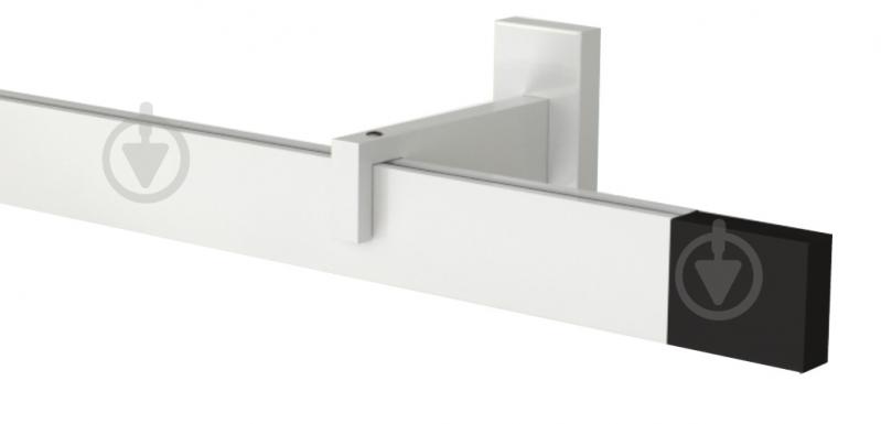 Комплект карнизу Quadrum SQUARE одинарний 9/250 см білий/чорний з чорними гачками - фото 1