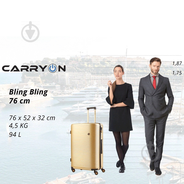 Валіза CarryOn Bling Bling (L) 94 л бежевий 502280-L - фото 5