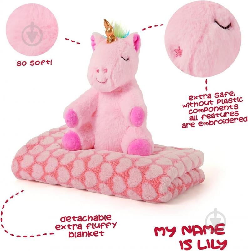 Плед Perletti Toys Lily Unicorn з м'якою іграшкою 80x120 см рожевий - фото 3