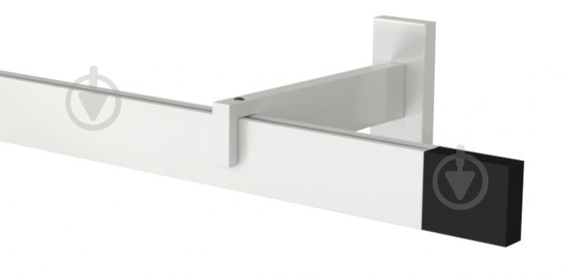 Комплект карниза Quadrum SQUARE одинарный 15/250 см белый/черный с белыми крючками - фото 1 Комплект карниза Quadrum SQUARE одинарный 15/250 см белый/черный с белыми крючками - фото 1