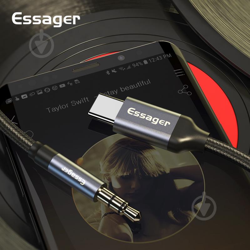 Кабель-переходник Essager E02 Type-c to 3.5mm 1 м серый (EZJE02-0G) - фото 2