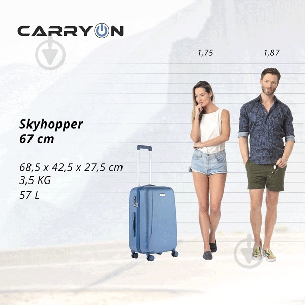 Чемодан CarryOn Skyhopper (M) 57 л синий 502139-M - фото 9