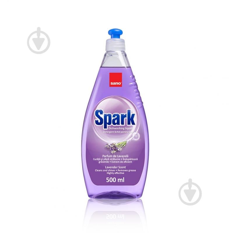 Засіб для ручного миття посуду Sano Spark Лаванда (7290005425875) 0,5 л - фото 1 Засіб для ручного миття посуду Sano Spark Лаванда (7290005425875) 0,5 л - фото 1