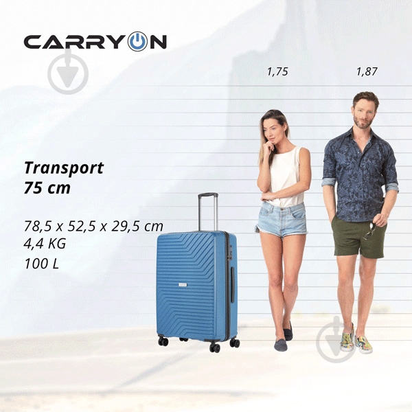 Чемодан CarryOn Transport (L) 100 л синий 502406-L - фото 8