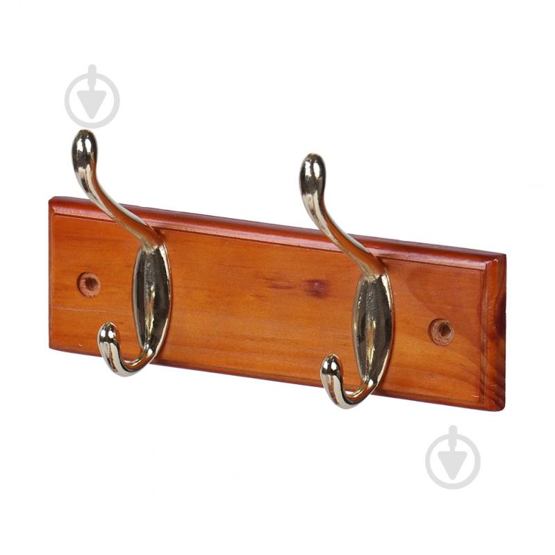 Вешалка с крючками Larvij LH2LAP01PB темная сосна/золото - фото 2