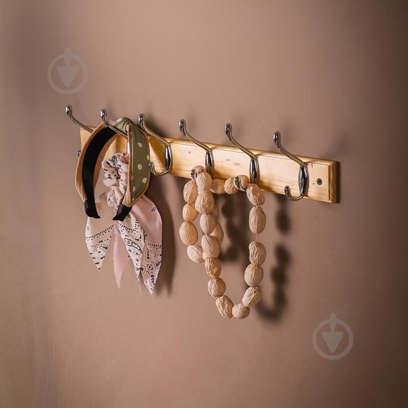 Вішалка з гачками Larvij LH6LPN01CH сосна/хром - фото 6