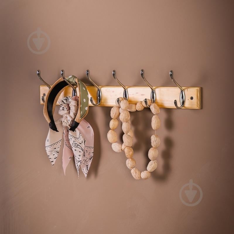 Вішалка з гачками Larvij LH6LPN01CH сосна/хром - фото 4