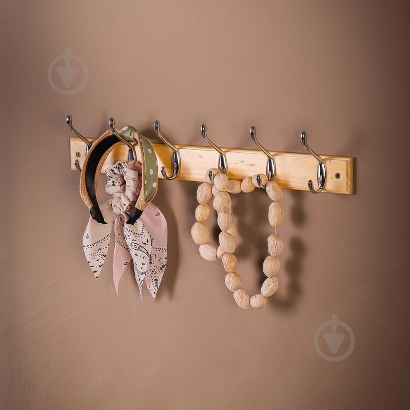 Вішалка з гачками Larvij LH6LPN01CH сосна/хром - фото 5