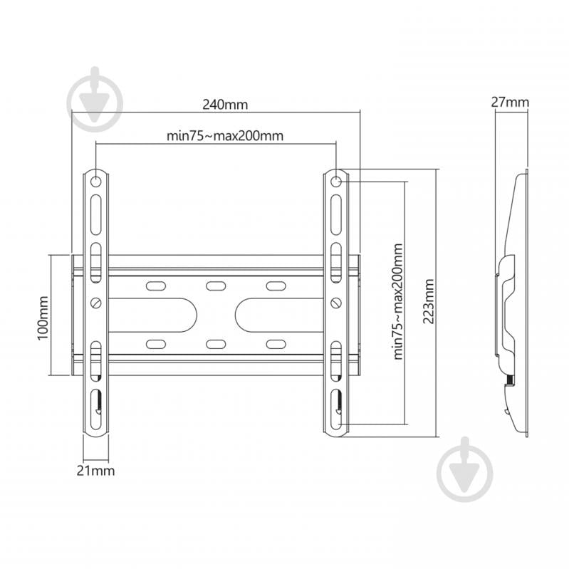 Крепление для телевизора UniBracket BZ03-20 фиксированные 23"-42" черный - фото 5