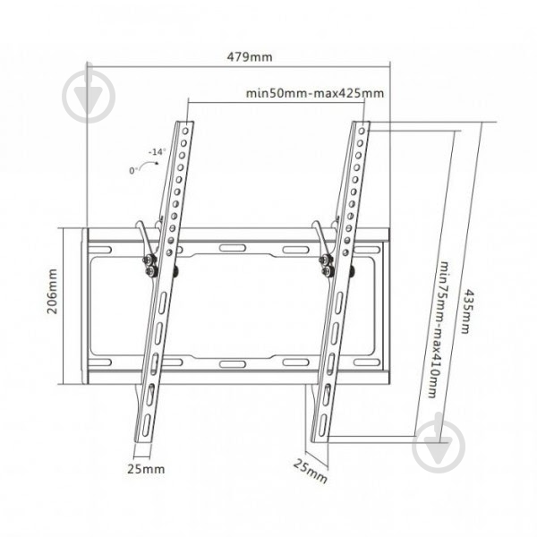 Крепление для телевизора UniBracket BZ01-41 наклонные 32"-55" черный - фото 3