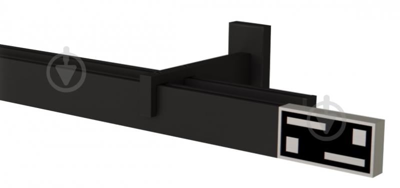 Комплект карнизу Quadrum G-TECH подвійний 14/250 см чорний з білими гачками - фото 1