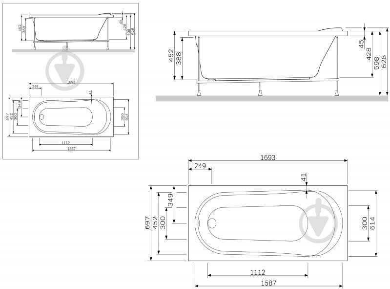 Панель для ванны фронтальная AM.PM Joy/Spirit 170х70 см W72UA-170-070W-P1 - фото 3