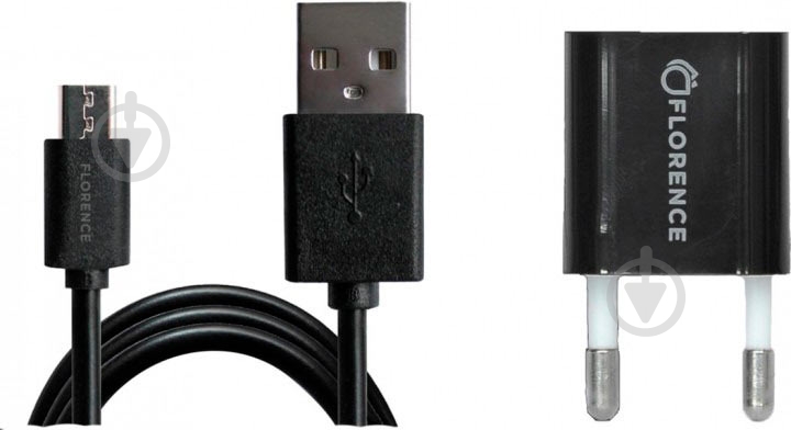 Зарядное устройство Florence FL-1000-KM+ microUSB cable black - фото 1