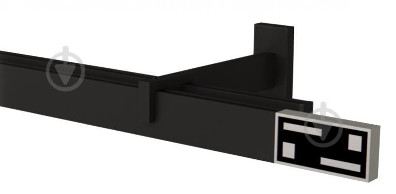 Комплект карнизу Quadrum G-TECH подвійний 17/160 см чорний з чорними гачками - фото 1