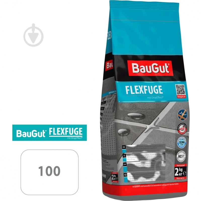 Затирка для плитки BauGut FLEXFUGE 100 2 кг белый - фото 1