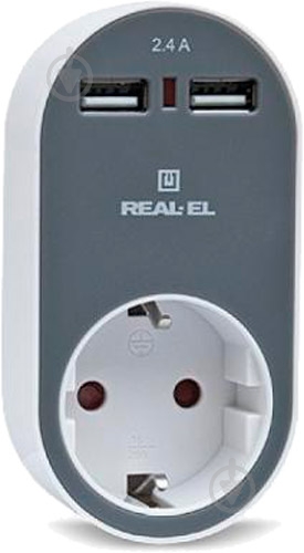Зарядний пристрій Real-el USB-устройств + розетка (CS-20) - фото 1