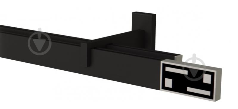 Комплект карнизу Quadrum G-TECH подвійний 14/300 см чорний/сталь з білими гачками - фото 1 Комплект карнизу Quadrum G-TECH подвійний 14/300 см чорний/сталь з білими гачками - фото 1